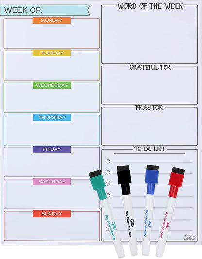 Mr. Pen- Magnetic Weekly Dry Erase Planner for Fridge, 12x15 Inches | Dry Erase Whiteboard Fridge Calendar with 4 Markers & Large Writing Space for Schedules, Chores