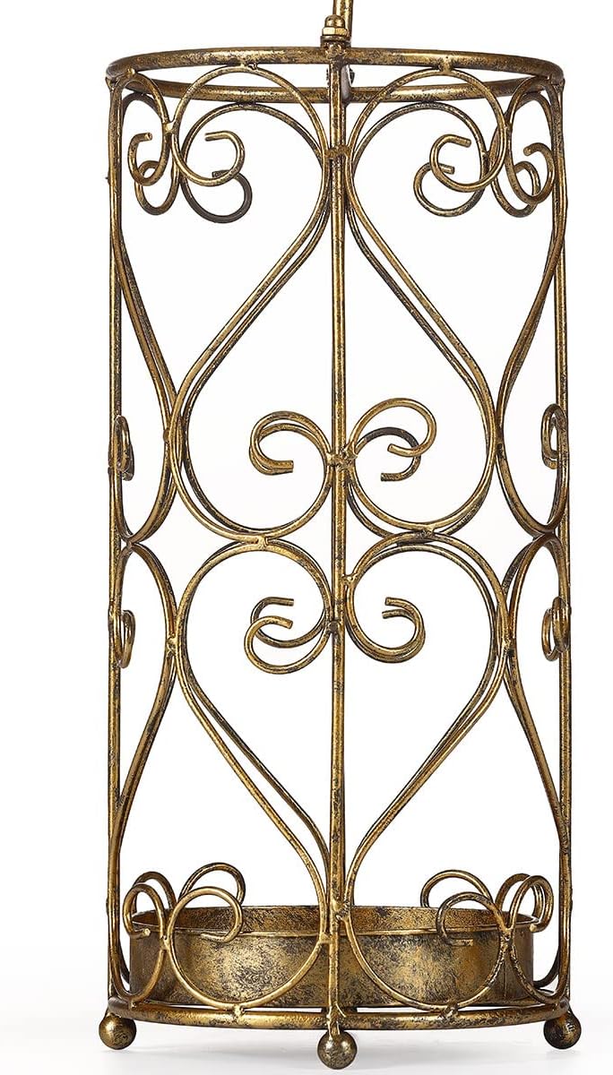 Umbrella Rack Stand,Umbrella Rack for Entryway,Canes Walking Sticks,Cast Iron Bird Handle and Drip Tray (Antique Gold) | Place cat wands or pet toys,Cast Iron Bird Handle And Drip Tray (Antique Gold)