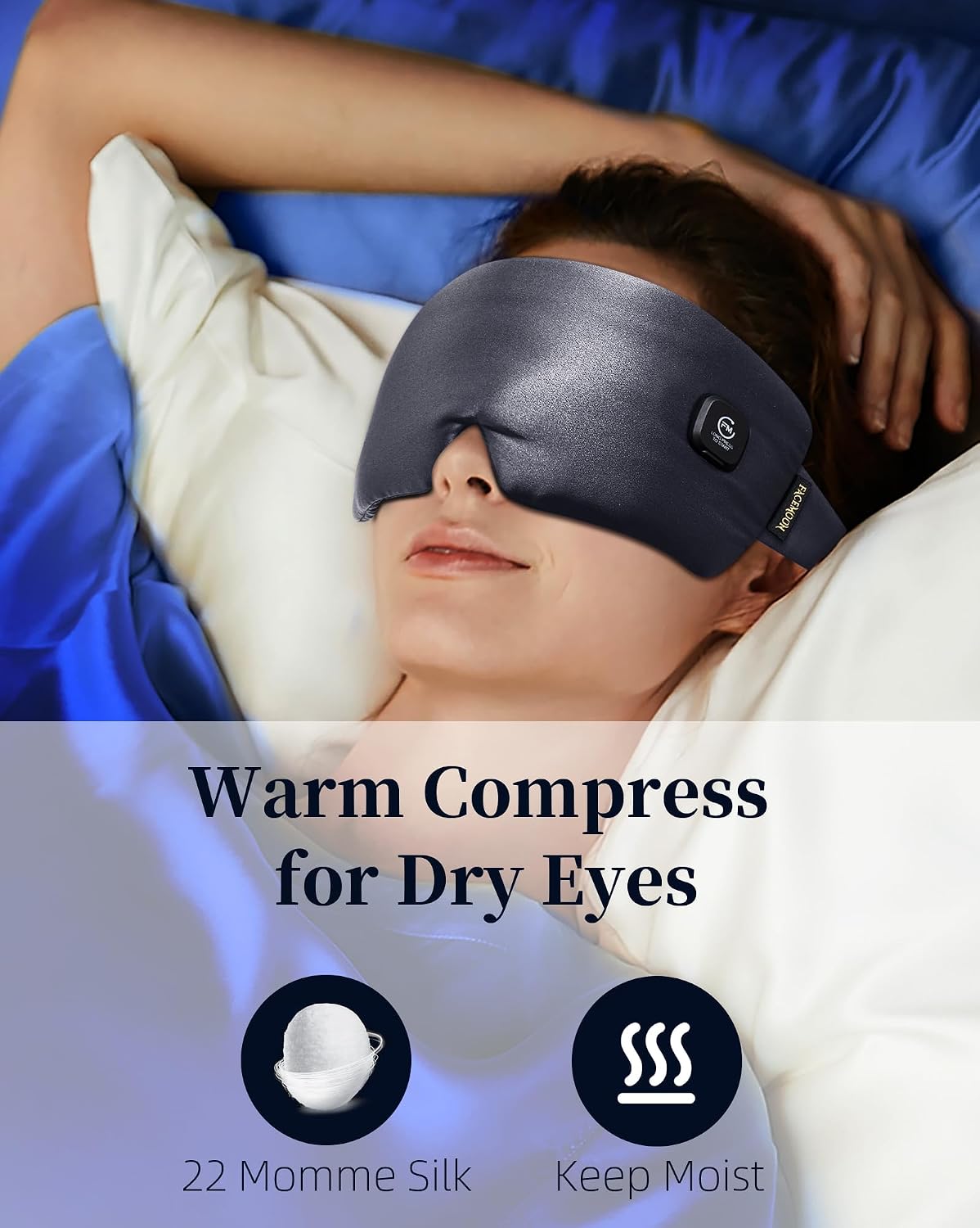 Heated Eye Mask for Dry Eyes - Silk Cordless Warm Eye Compress Moist Heat