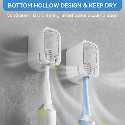 MOPMS Single Slot Toothbrush Holders Wall Mounted with Cover for Bathrooms | 2PCS Toothbrush Cover for Shower, Single Toothbrush Dispenser Storage Organizer for Family & Travel