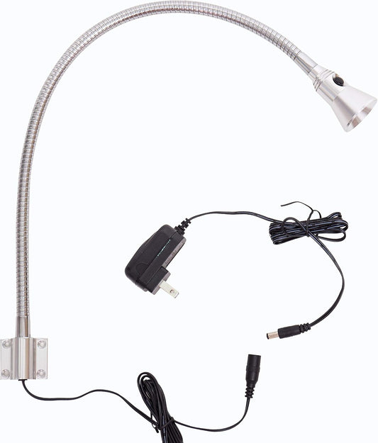 3W Bedside Wall Gooseneck Reading Light, 3000K LED Lamp Switch Chrome
