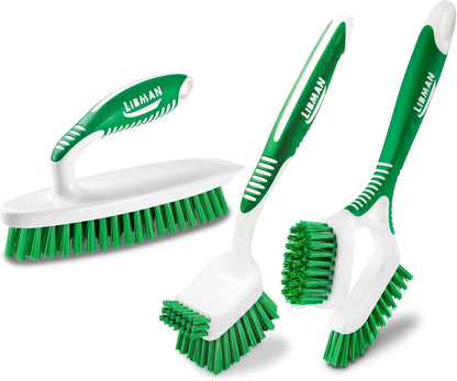Libman Scrub Brush Kit | Cleaning Brush | Tile & Grout Brush | Small Scrub Brush | Power Scrub Brush | Carpet Brush | Bathroom Scrubber | Boot Scrubber | 3 Different Brushes Included