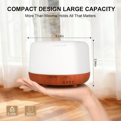 300ML Essential Oil Diffuser, Remote Control Ultrasonic Aromatherapy Oil Diffusers Cool Mist Humidifier, Waterless Auto-Off and 7 LED Light Colors for Bedroom, Yoga, SPA, Baby