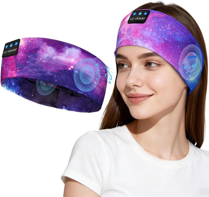 LC-dolida Sleep Headphones Bluetooth 5.4, Headband Headphones Earphones Wireless, Sleep Mask for Gifts,Workout,Jogging,Yoga(Purple)