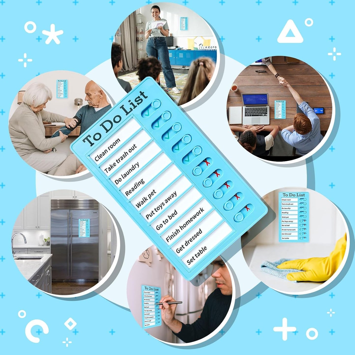 Chore Chart for Kids: Dry Erase Visual Schedule, Magnetic Bedtime/Morning Routine Chart - Toddler Chore Board, Checklist, To Do List for Kids (2 morning checklists, 2 bedtime checklists)