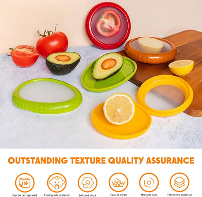 4 PCS Silicone Fruit and Vegetable Containers for Fridge, Reusable Fruit Storage Box, Silicone Food Storage Containers Set - (Green, Red, Yellow, Brown), Airtight Storage Box with Lid