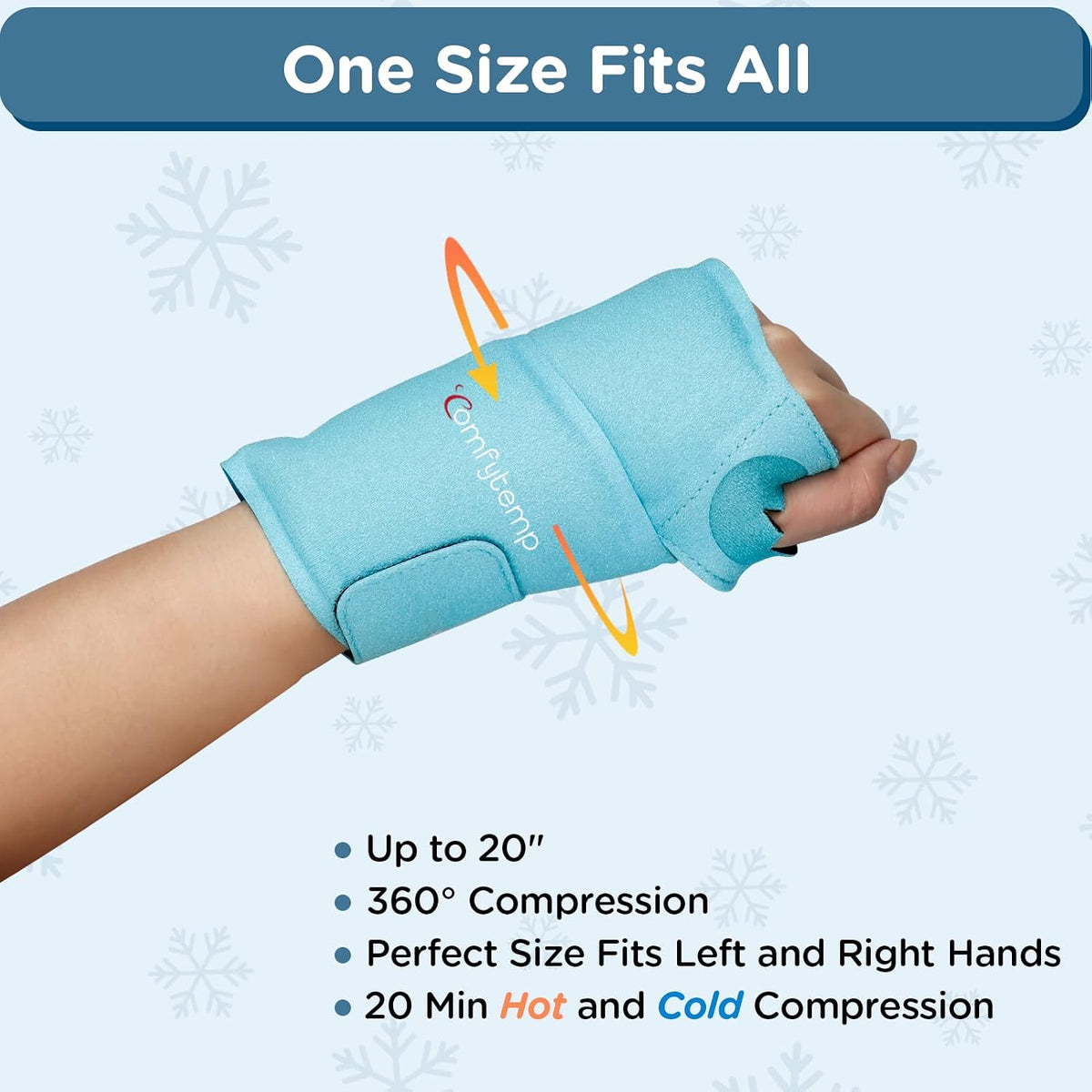 Comfytemp Wrist Ice Pack Wrap Carpal Tunnel Relief Wrist Brace, 2 Packs