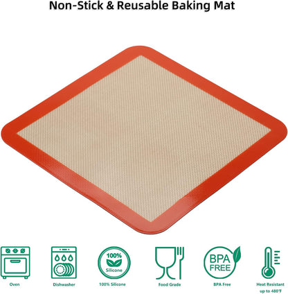 AMYONE 11x11 Silicone Baking Mat, Square Air Fryer Liner, Platinum, 2 Pack | For 11x11 Square Cake Pan/Cheesecake Pan/Toaster Oven/XL Air Fryer, Food Grade Silicone Baking Sheet Liner for Cake/Cookie