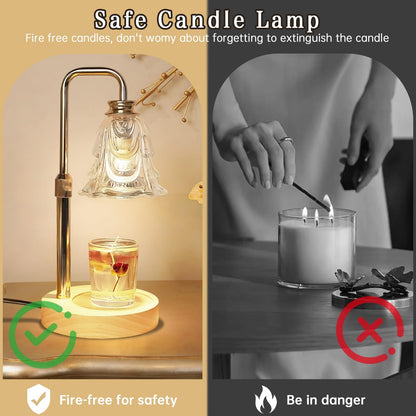 Droyek Candle Warmer Lamp with Timer Electric Candle Warmer Lamp Adjustable Height Dimmable Wax Warmer Lamp Jar Candles with 2 Bulbs for Home Decor & Office