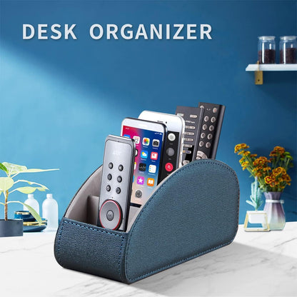 Pu Leather TV Remote Control Holder with 5 Compartments,Remote Caddy/Tray | Bedside Table Desk Storage Box/Organizer for Pen,DVD,Blu-Ray,Media Player,Heater Controller,Cosmetics,Glasses,Office Supplies