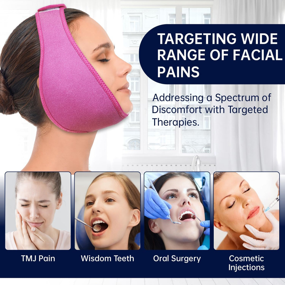 Wisdom Teeth Ice Pack Head Wrap Jaw Face Ice Pack with 4 Gel Packs