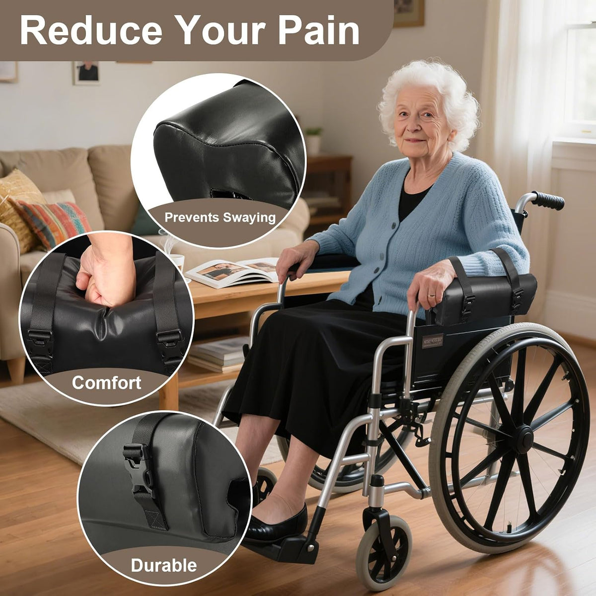Wheelchair Armrest Pads, Memory Foam Arm Trough for Wheelchair, 16"L