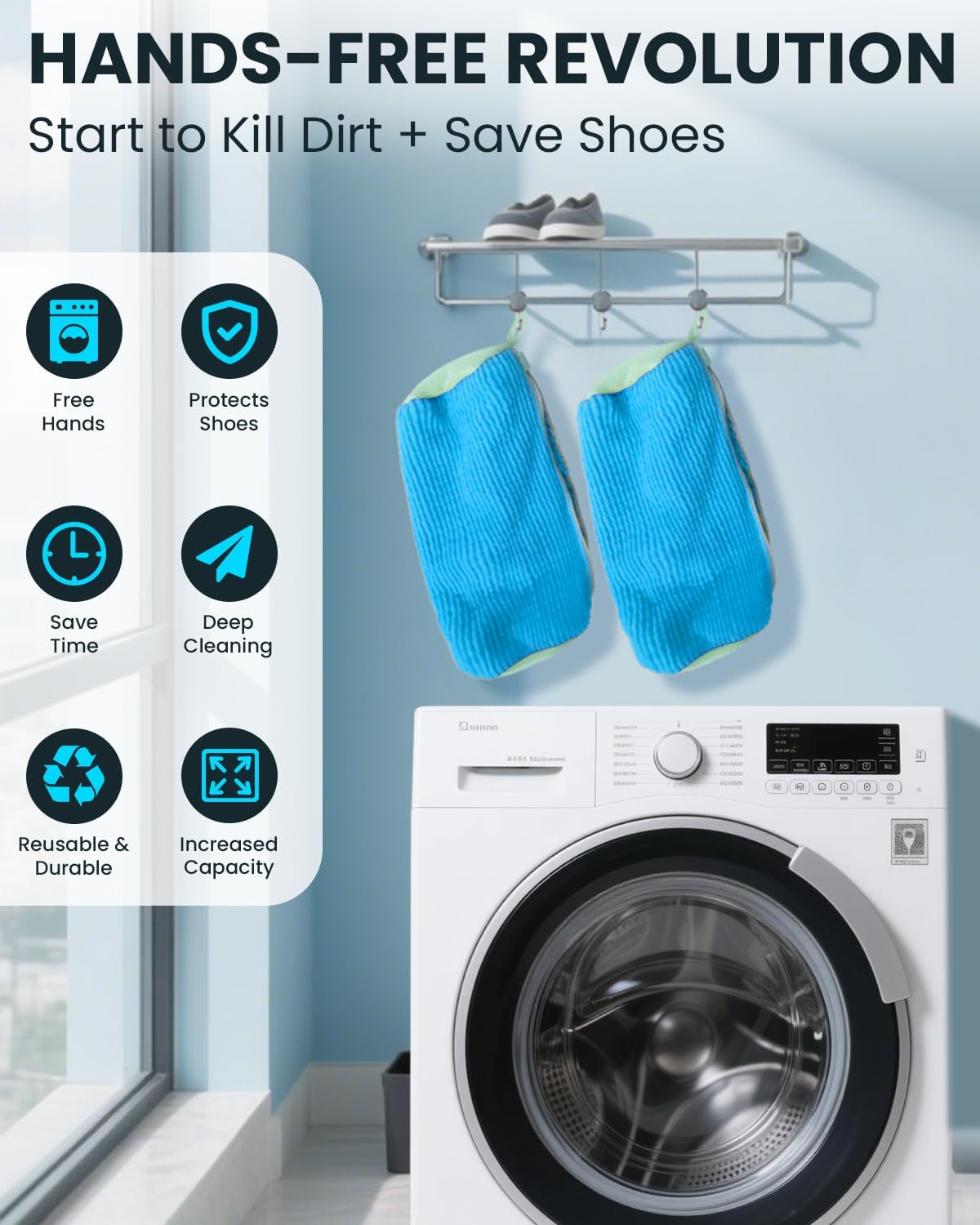 Shoe Washing Machine Bag: 2 Pack Reusable Shoes Cleaning Bags, Light Yellow | Heavy Duty Shoe Laundry Bag for Washer & Dryer, 360° Deep Clean for Sneakers Tennis Shoes, Gifts for Women Men (2pcs)