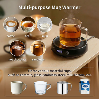 Coffee Mug Warmer + Mug Set, Cup Warmer for Desk, Candle Warmer with Timer | Electric Beverage Milk Tea Hot Drinks Warmer, 4 Temp Setting, 8H Auto Shut off Timer, Home Office Birthday Present