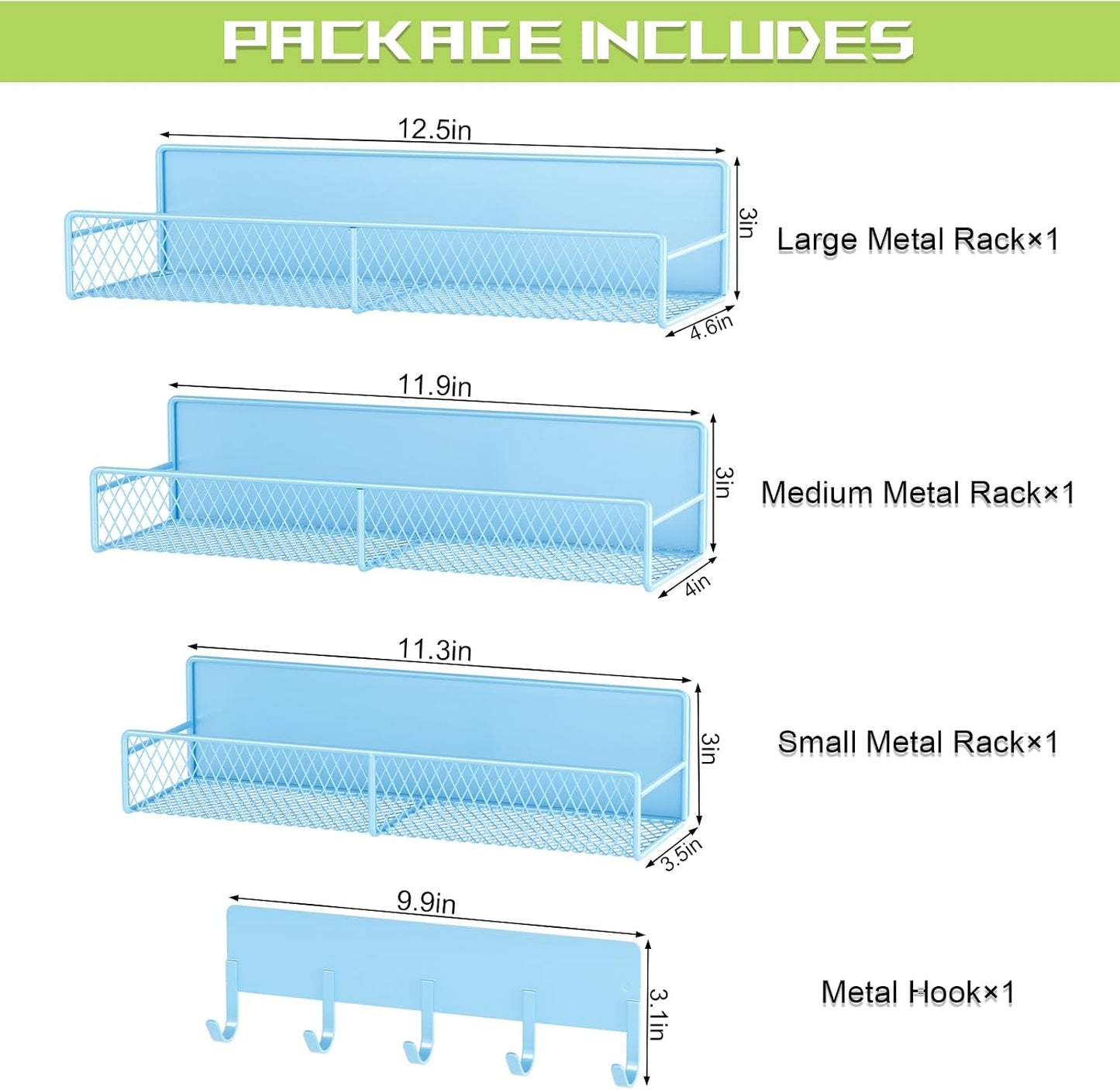 4 Pack Magnetic Shelves for Washing Machine, Heavy-Duty Magnetic Laundry Organizer with Hooks, Washing Machine Shelf for Refrigerator, Metal Storage Baskets, Closet & Laundry Room Organization(Black)