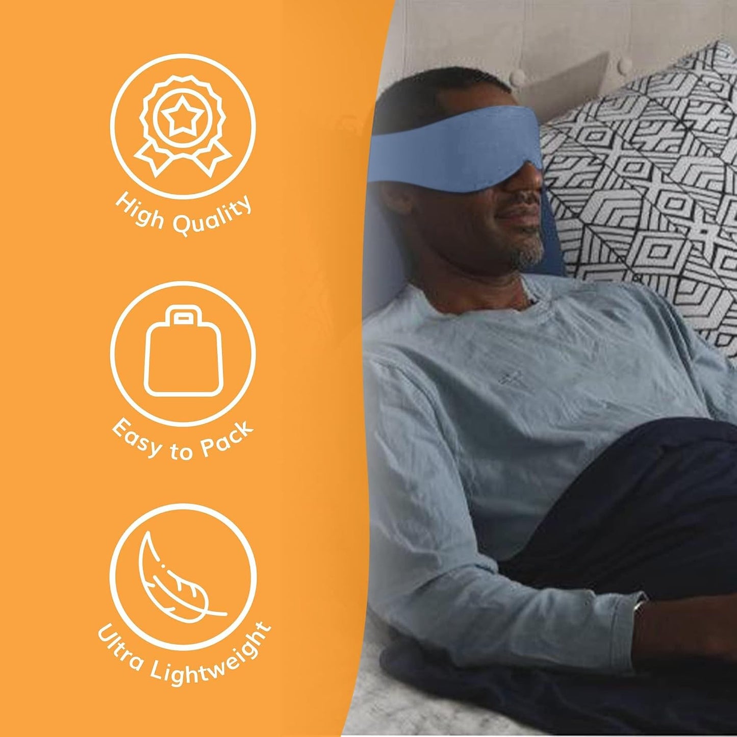 Happyluxe Sleep Mask - Buttery Soft Airplane Eye Mask for Sleeping or Napping in Bed. Machine Washable. - Navy Blue, Made in USA