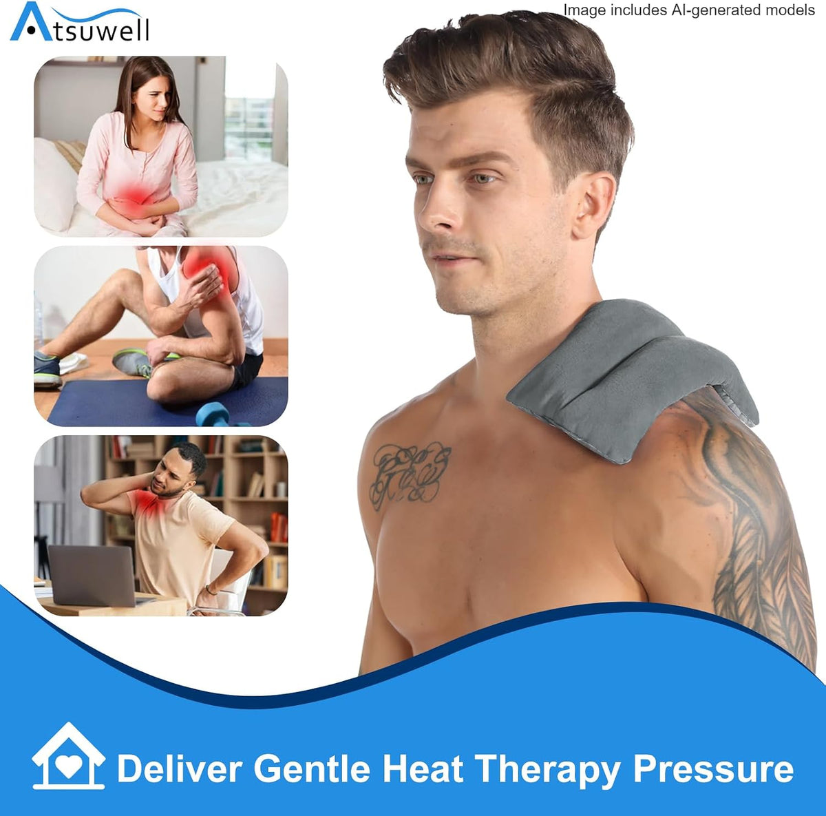 Atsuwell 6 x 11'' Microwave Heating Pad for Cramps & Joint Relief, Grey