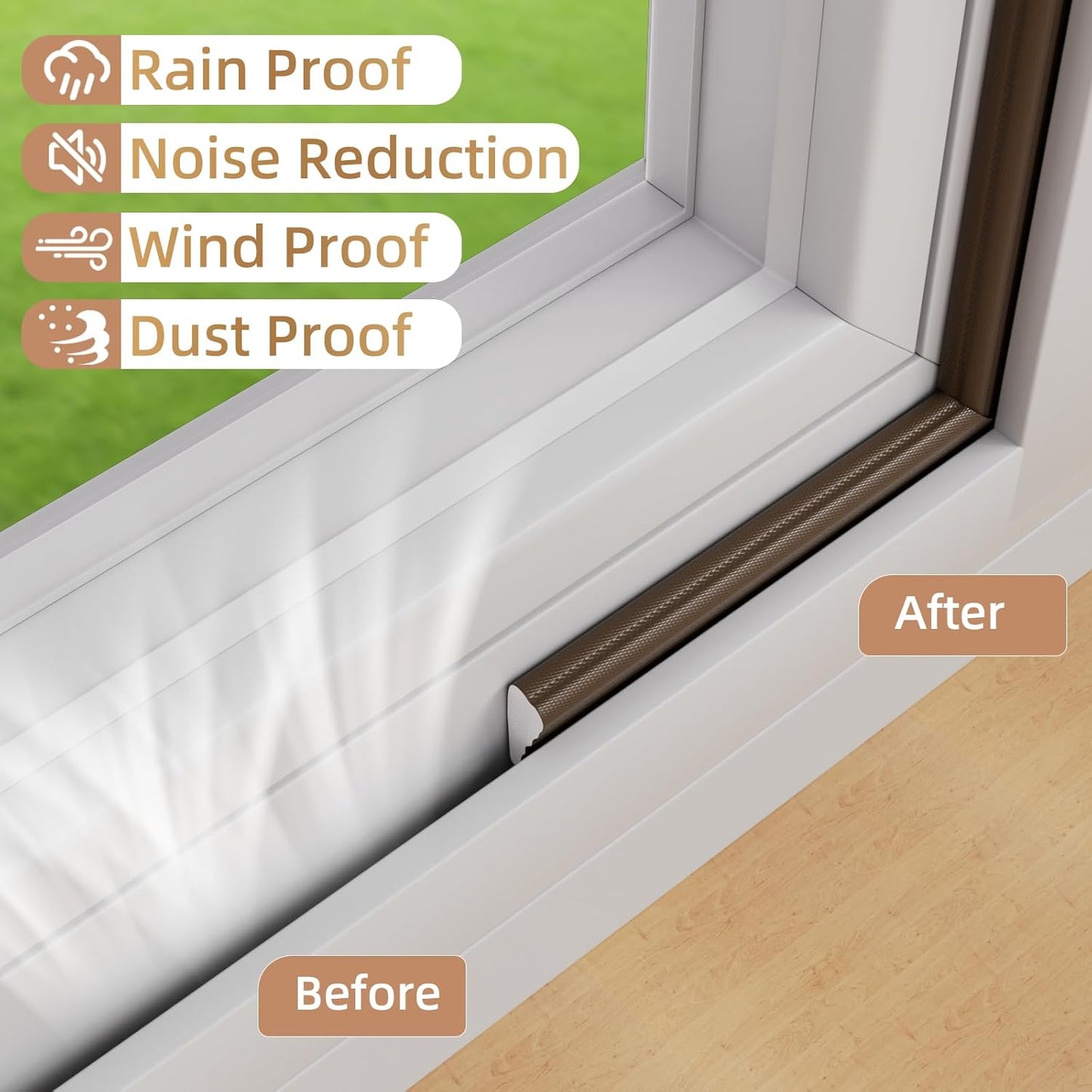 Kneelisa 118” Wedge-Shape Foam Window Weather Stripping Door Seal | Soundproofing Frame Winter Insulation Strip,Noise Cancelling Window Inserts,Door Gap Filler Light Blocker,White