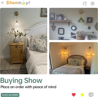 Shenmoyl Battery Operated Wall Sconce Wall Lamp with Green Lily of the Valley Shade Pattern Glass Adjustable Chain Retro Gold Wall Mounted Light, Modern Wall Lamp Fixtures Decor for Bedside Bedroom