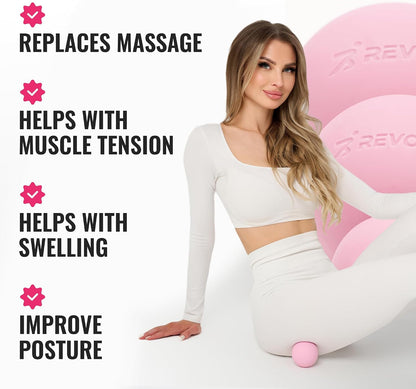 3 in 1 Massage Ball Set - Lacrosse Balls for Myofascial Release, Back Pain Relief, Face Fitness, Trigger Points, Yoga, Physical Therapy, Muscle Recovery and Soft Deep Tissue Massage (Pink)