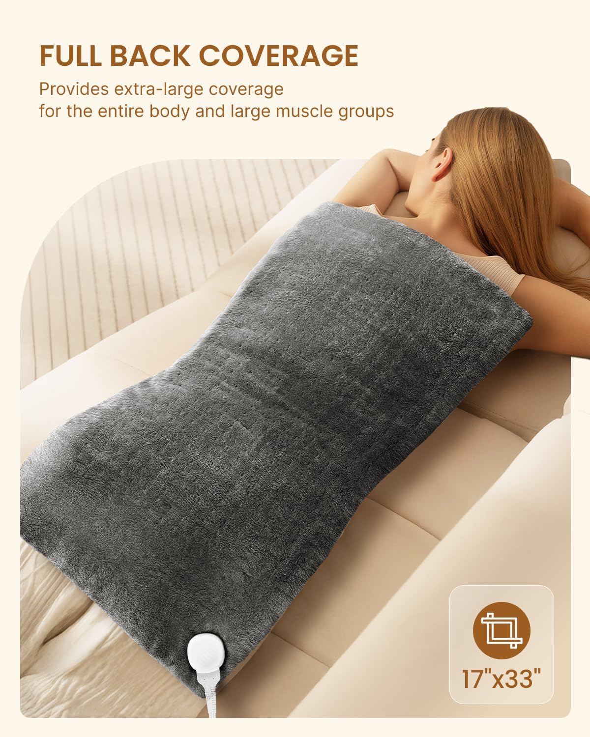 RENPHO Electric Heating Pad for Back with 10 Heat Levels, FSA Eligible HSA | Fit for Neck, Shoulder, Knee, Arm & Leg, Birthday Gift for Women, Men, Mom & Dad, HSA Approved, ETL Certified, 12 x 24", Gray
