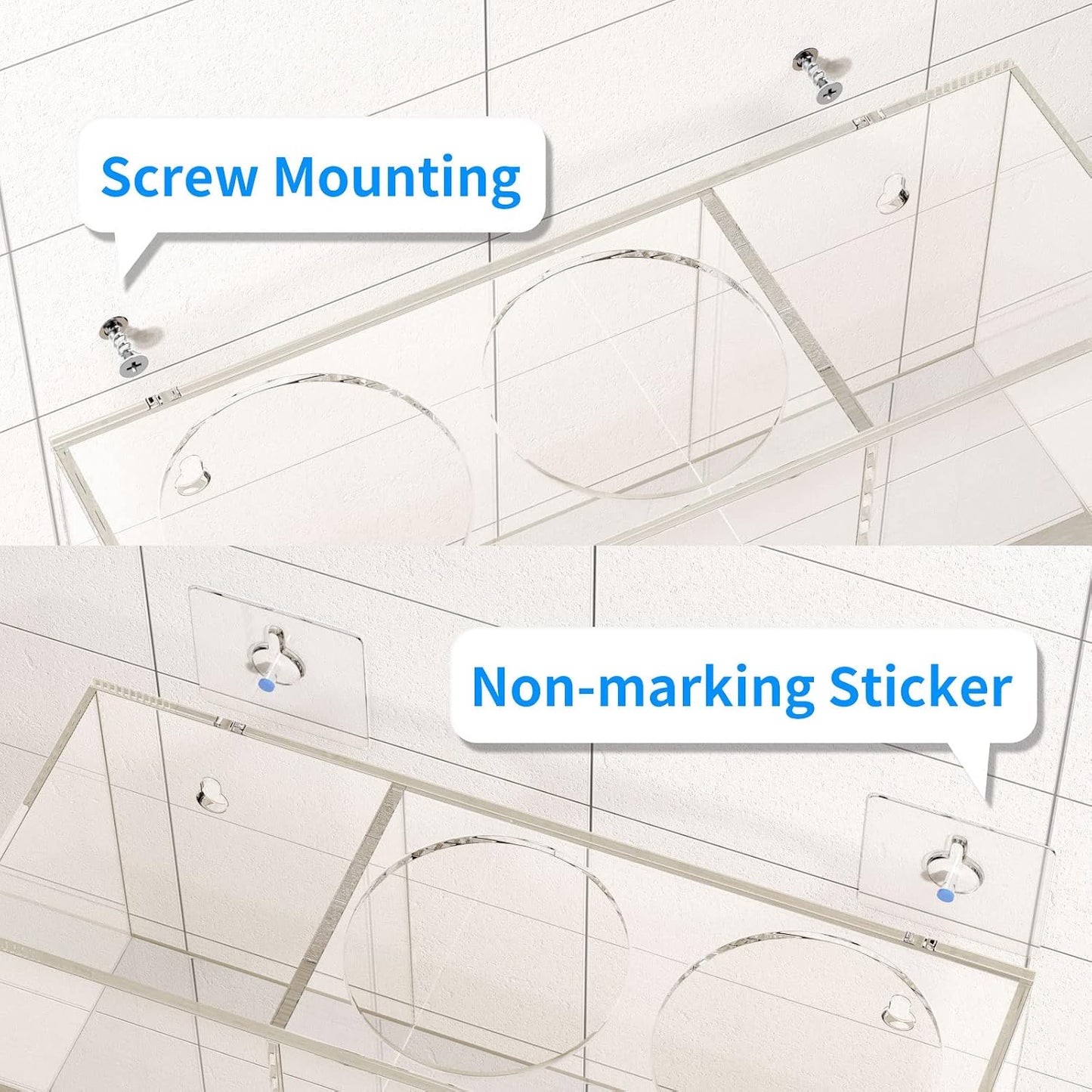 NIUBEE Hair Tool Organizer Wall Mount, Hair Dryer Holder for Bathroom,White | Acrylic Hair Organizer Storage Countertop, Blow Dryer Holder, Hot Tools Organizer for Curling Iron, Brush, 2 Stainless Cups