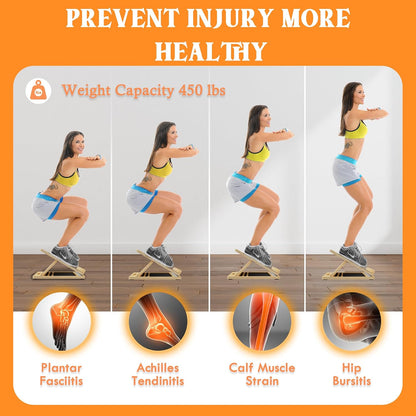 MUCITAGF Professional Wooden Portable Slant Board, Calf Stretch Board | Adjustable Incline Board and Calf Stretcher, Physical Therapy Equipment for Knees, Ankle, Heel, Feet and Leg