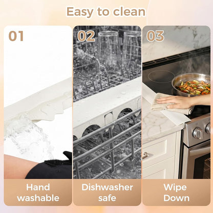 Silicone Stove Gap Covers with Stainless Steel, Oven Gap Filler Seals Gaps Between Stovetop and Counter, Stove Gap Guards Range Trim Kit, Easy to Clean Stove Gap Guard (Black 2 Pack,25")