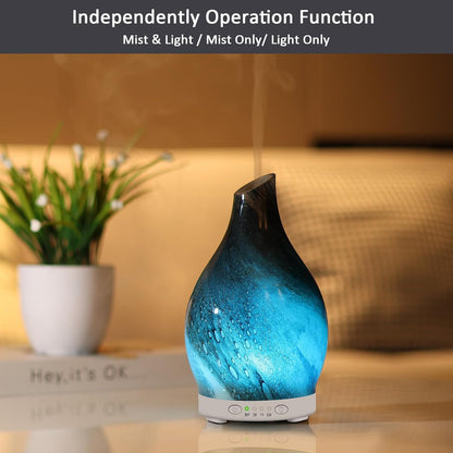Essential Oil Diffuser 120ML Glass Aromatherapy Diffuser with 4 Timer Settings & 7 Color Changing Lights, Auto Shut-Off, Ultra Quiet Oil Diffuser for Home, Office, Yoga, Spa