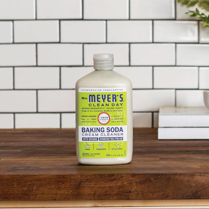 MRS. MEYER'S CLEAN DAY Baking Soda Cream Cleaner, Lemon Verbena, 16 fl oz | Freshens Kitchen, Removes Soap Scum and Grease, For Use on Sinks, Stovetops, Pots, & Pans