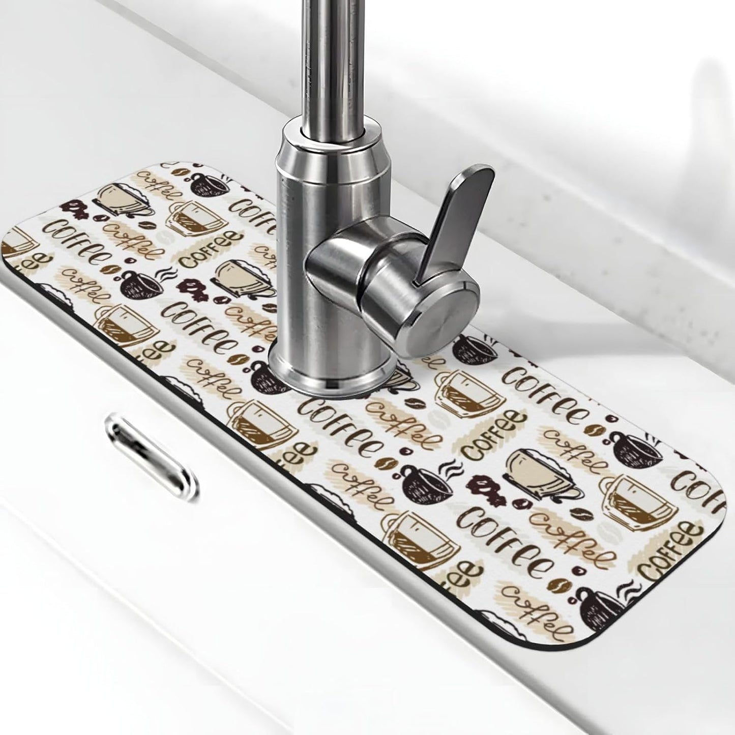 Aquamarine Blue Mexican Tiles Faucet Splash Guard Mat for Kitchen Sink 15x5.5" - Colors B
