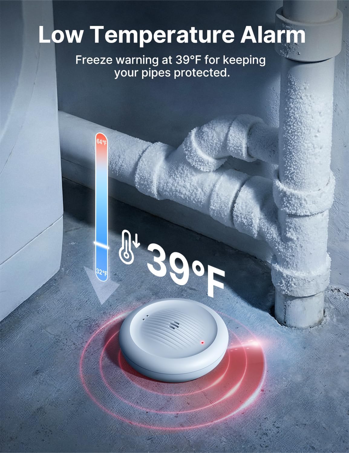 X-Sense 2-in-1 Wi-Fi Water Leak Detector & Freeze Detector, No Hub (1-Pack) | Alerts Below 39°F, 110 dB Alarm, Instant Alerts, Detects Water as Low as 0.4 mm, for Garages, Cabins & RVs