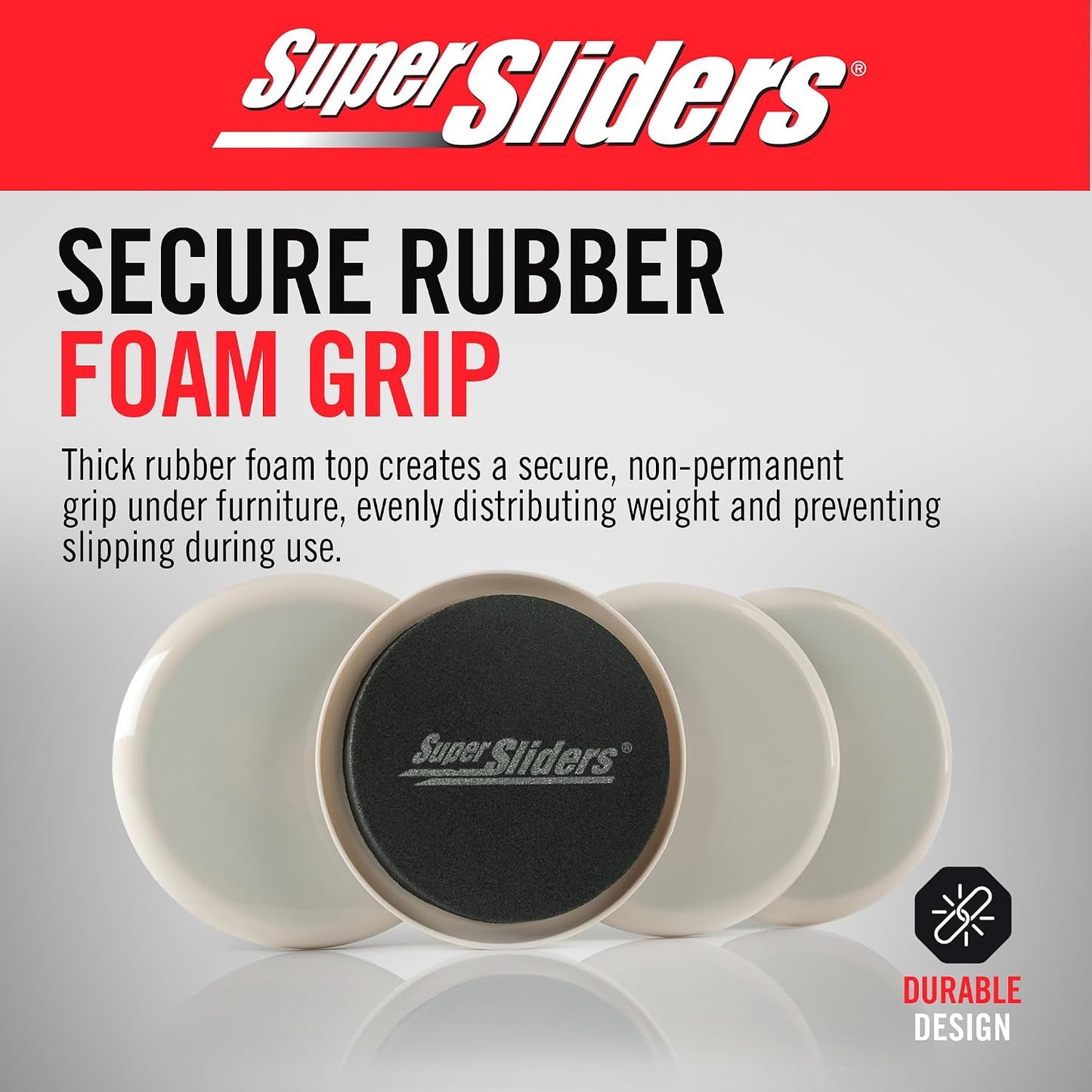 Super Sliders 8-Piece 7" and 3-1/2" Round Reusable Furniture Sliders for Carpet, Anti-Slip Protective Furniture Moving Pads for Beds, Sofas, Dressers, Beige