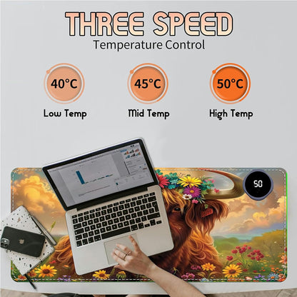 Heated Desk Pad Heated Large Mouse Pad, Electric Quickly Warm Desk Mat with 3 Levels Heating 3 Hours Auto Shut-Off, 31.5" x 13" Warm Gaming Mousepad Hand Foot Warmer, Baby Elephant