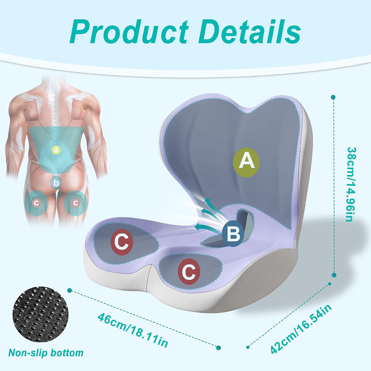 Seat Cushion for Office Chair, Ergonomic Cushion with Lumbar Support Pillow