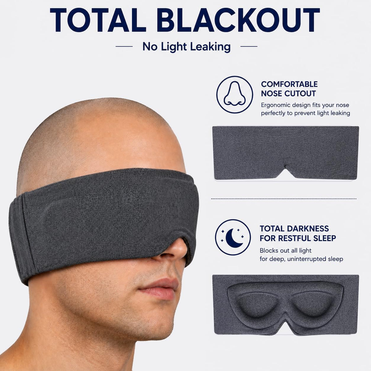 ALASKA BEAR Memory Foam Sleep Mask, Contoured Eye Cups for Women Men, Blue