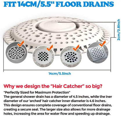 Shower Drain Hair Catcher Silicone Flat Floor Strainer Protector | 2 Pack Gray Weighted Flat Shower Drain Protectors, Traps Hair Before Clogs, Easy to Clean in Seconds, Fits Flat Floor Drains
