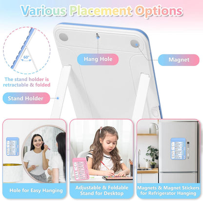 Audab 2Pcs Dry Erase Chore Chart for Kids, Magnetic Checklist Board, My Chores Slider Chart to Do List Board, Routine Chart Schedule Board Task Tracker for Home Refrigerator, Wall, Desk (Blue & Pink)
