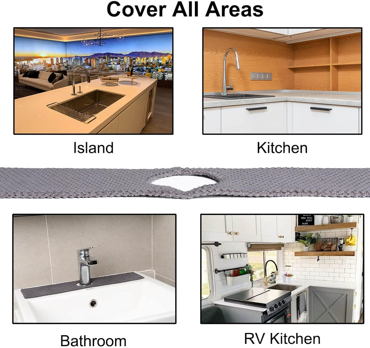 28'' Extended Kitchen Sink Faucet Absorbent Mat, Fabric