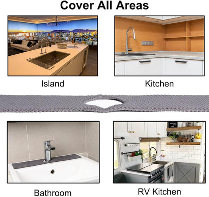 28'' Extended Kitchen Sink Faucet Absorbent Mat, Fabric