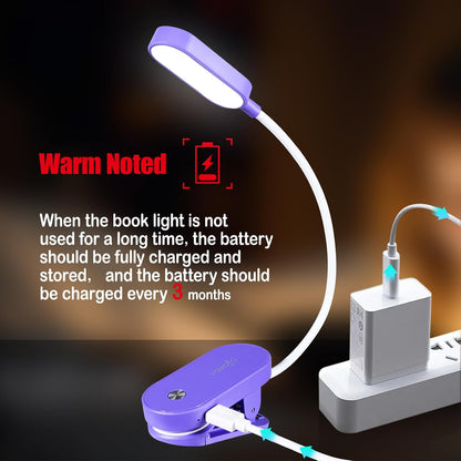VAVOFO Rechargeable Book Light, 14 LEDs Eye Care Clip On Amber Reading Light for Bookworms Reading in Bed with 9 Colors 9 Brightness (Blue)