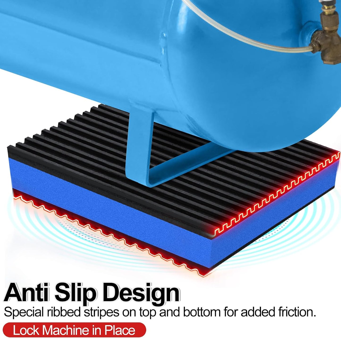 4 Pack Anti Vibration Pads for Washing Machine 4"x4"x7/8", Sound Isolation Vibrating Pad Ribbed Rubber Damping Mat EVA Center for Air Compressors, Conditioner, Treadmill, HVAC Washer Dryer