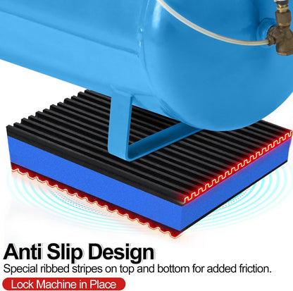 4 Pack Anti Vibration Pads for Washing Machine 4"x4"x7/8", Sound Isolation Vibrating Pad Ribbed Rubber Damping Mat EVA Center for Air Compressors, Conditioner, Treadmill, HVAC Washer Dryer