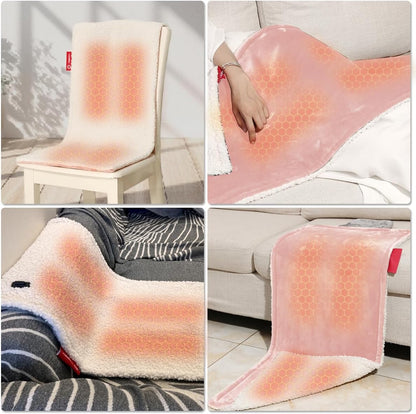 Heated Pad for Office Chair, USB Heated Seat Cushion, 5 Timer Setting & 5 Temperature Settings, Fast Heat Machine Washable Heating Pad for Back Neck Shoulder Pain Relief, 39x15in | 5 Timers & 5 Heat Levels – Auto Shut-Off, Non-Slip Bottom, Multi-Use