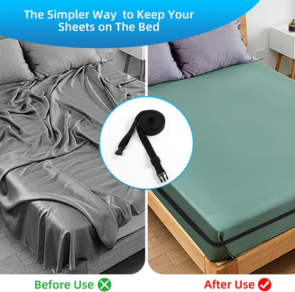 Sheet Fasteners, Adjustable Elastic Bed Sheet Holder Straps for Full,Queen,King Twin Bed,6 Way Cross Sheet Clips Suspenders Band,Fitted Round and Square Mattresses