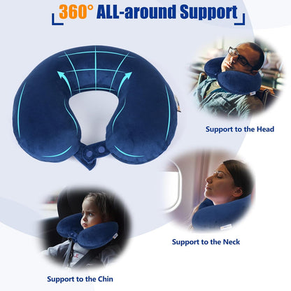 SAIREIDER Travel Pillow 100% Pure Memory Foam Travel Neck Pillow, Airplane Pillow for Traveling、Car、Home、Office，Washable Cover（Black）