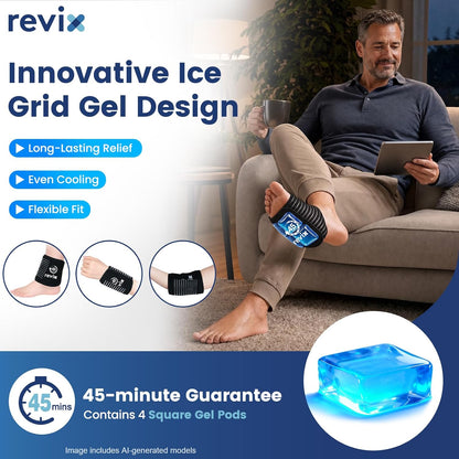 REVIX Foot Ice Pack Wrap for Plantar Fasciitis, 45-Min Cold Therapy