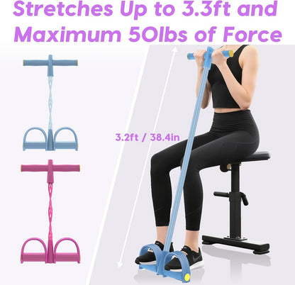 Pedal Resistance Band with Handles, 6-Tubes Natural Rubber Exercise Bands | Upgrade Foot Pedal Resistance Bands for Working Out, Multifunction Fitness Equipment for Abdomen, Waist, Arm, Leg, Pilates