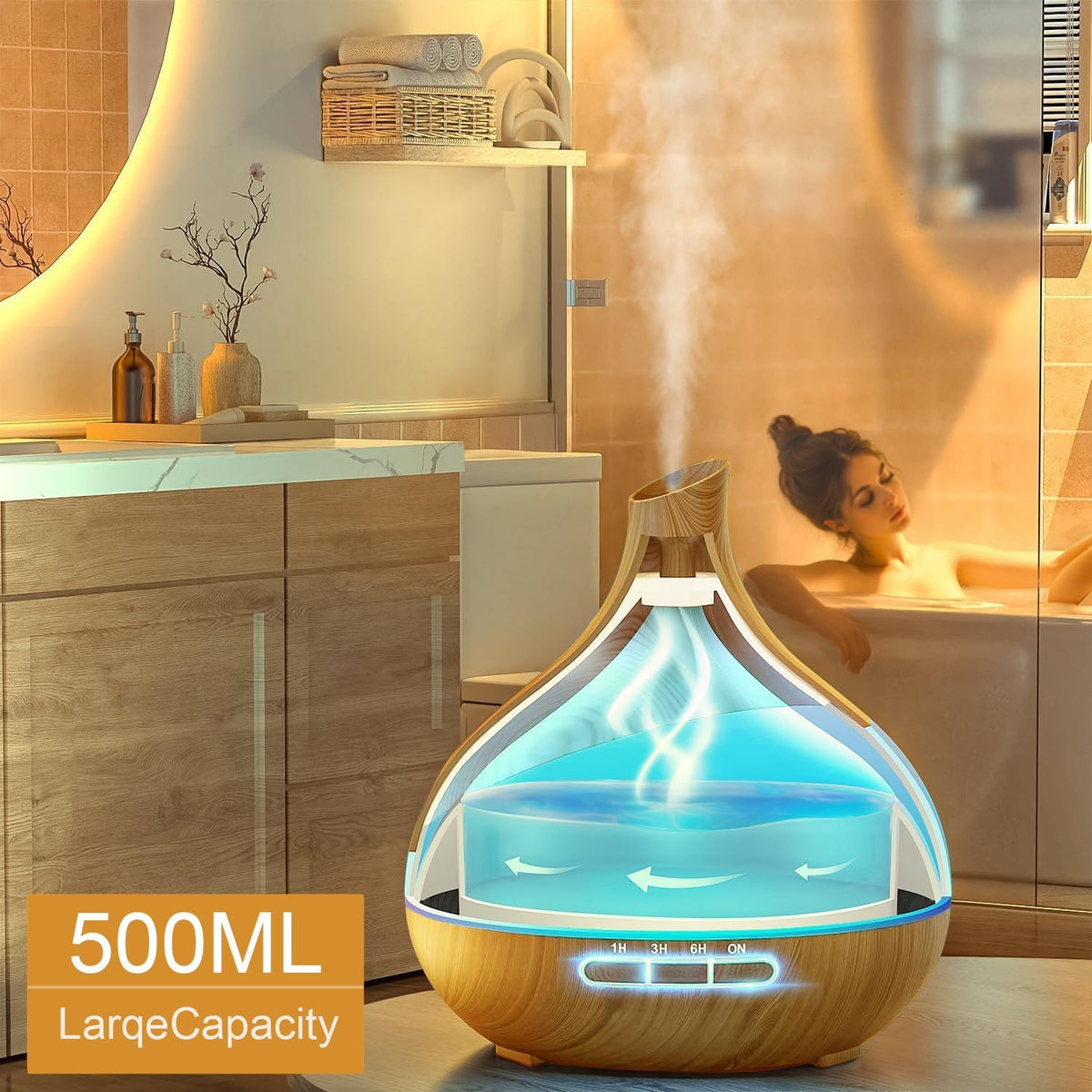 Essential Oil Diffuser for Women: 500ml with 14 Color LED
