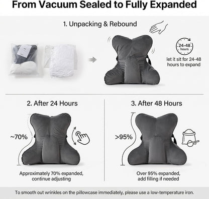 Back Pillow for Couch and Recliner, Lumbar Support Pillow for Sofa Sitting, Back Support Cushion for Office Chair, Ergonomic Back Cushion for Sitting Comfort, Slate Blue